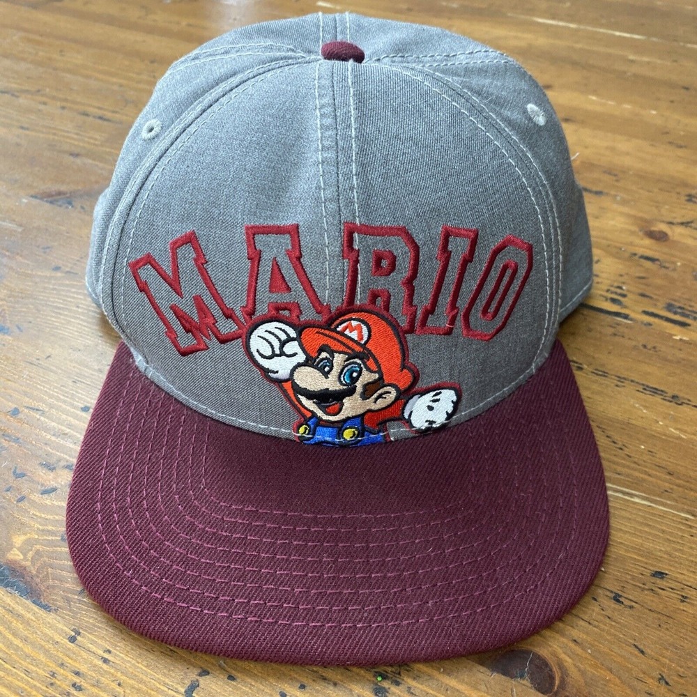 Super Mario Bros "MARIO" 2014 Nintendo Snapback‎ Hat Flat Brim Embroidered NICE